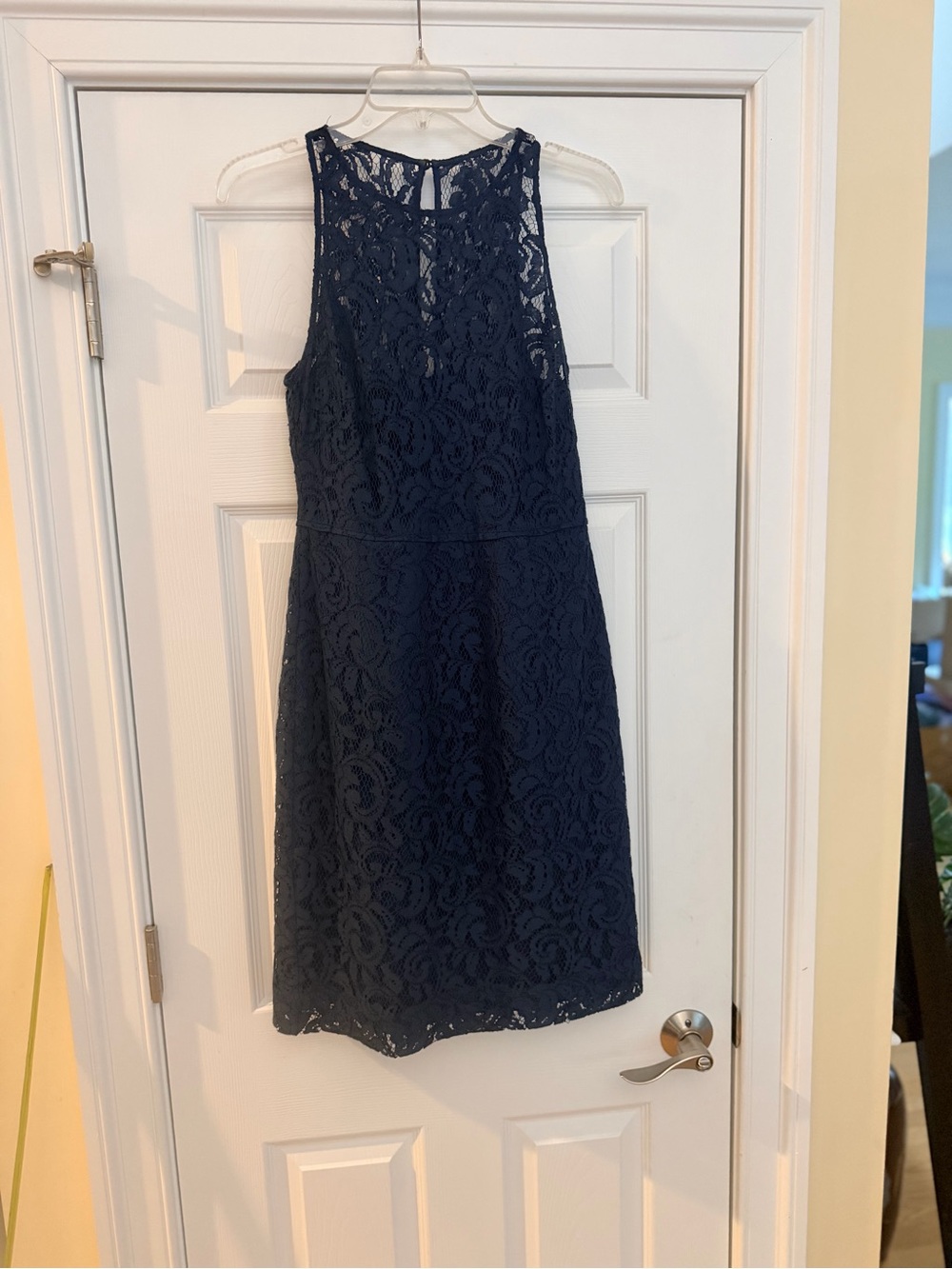 Ladies Size 4 "J. Crew" Navy Lace Sleeveless Sheath Dress With built in Corset